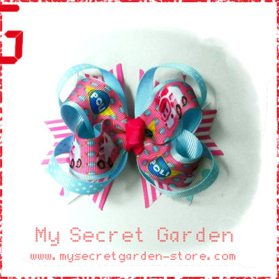 Robocar Poli Grosgrain Ribbon Girls 4" Boutique Bow Hair Bows #Style A or B( Hair Clip or Hair Band ) 